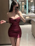 Sexy V Neck Wrap Hip Short Dress for Women Elegant Off Shoulder Party Fashion